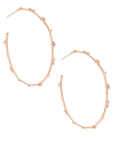 Zella Rose Gold Hoop Earrings in Blush Crystal | Kendra Scott