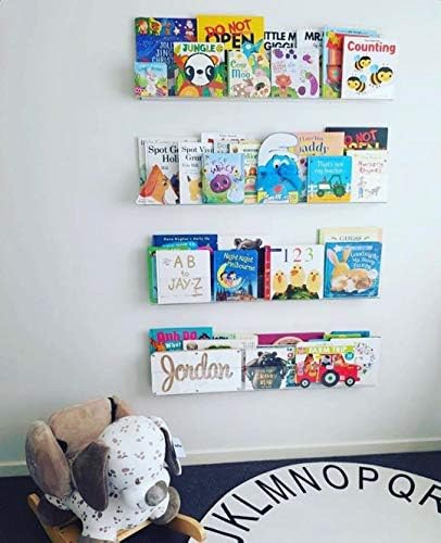 Acrylic Floating Wall Shelves 2 Pack Kids Bookshelf 24 Inch, Wall Mounted Invisible Ledge Shelf, Spi | Amazon (US)