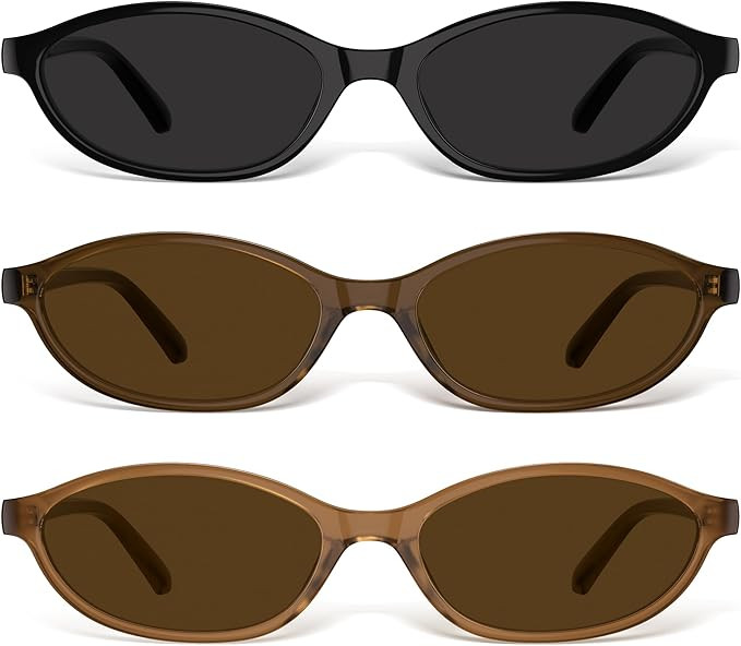 Sunglasses Womens Retro Oval Sunglasses for Women - Cat Eye 90s Glasses Y2K UV400 Lightweight Nar... | Amazon (US)