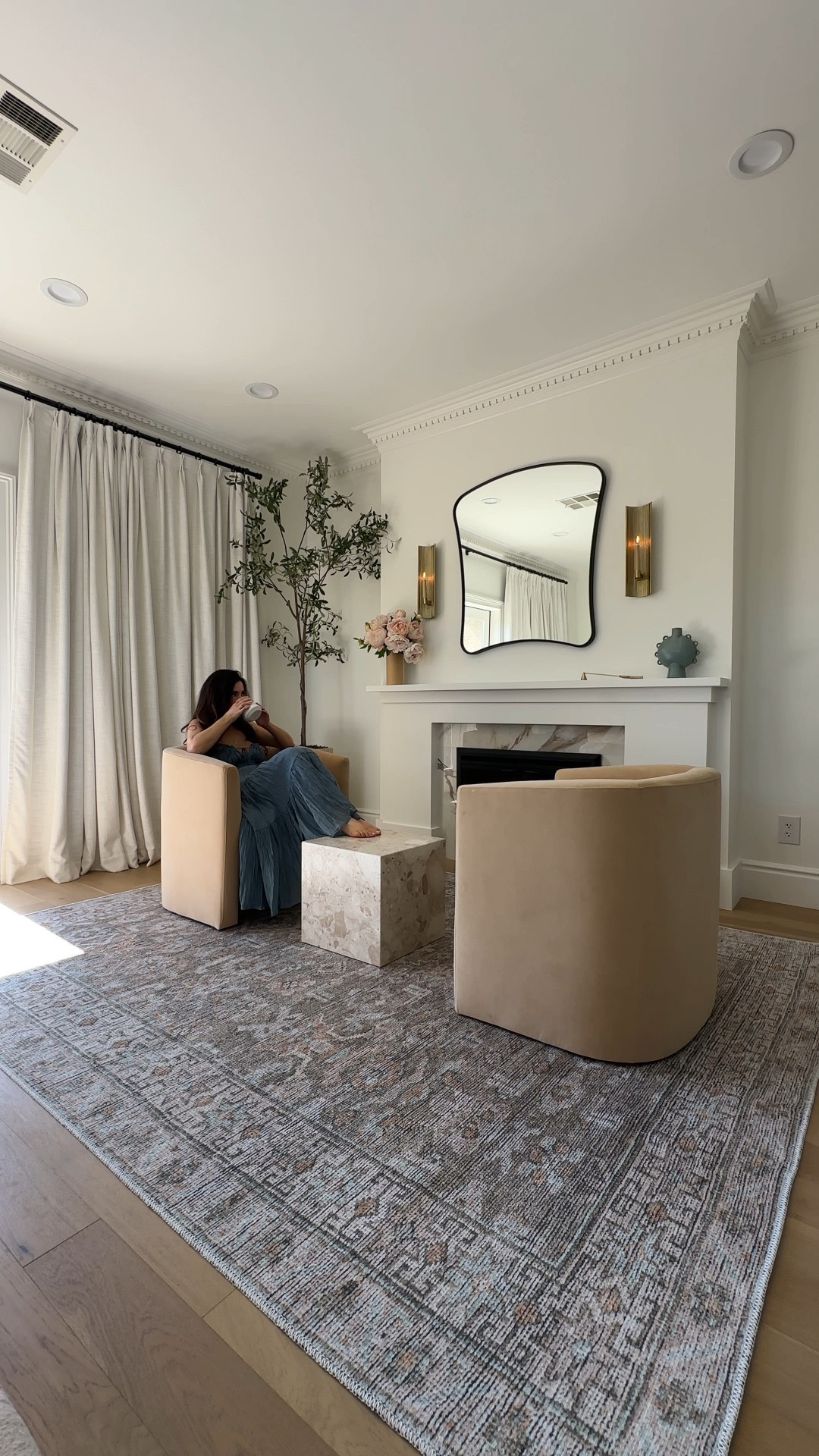 New rug

Fireplace, blue dress, chairs, marble table, mirror, sconces, tree

#LTKhome #LTKVideo #LTKfamily