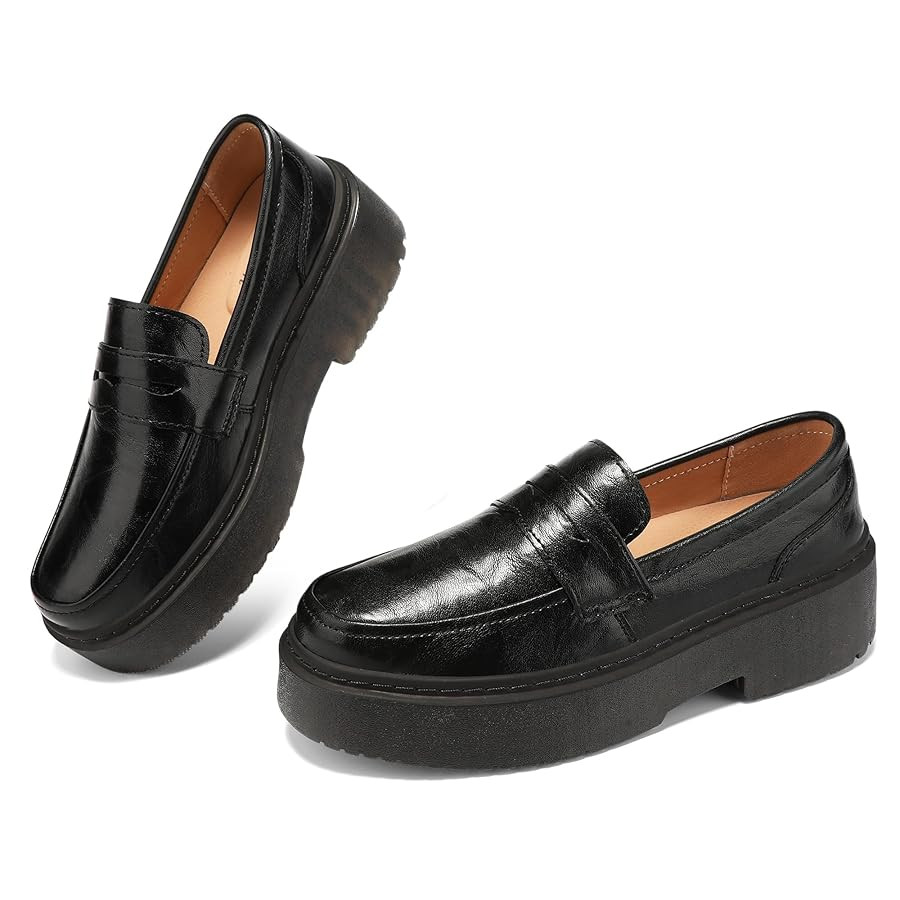 BEAUSEEN Women's Platform Chunky Penny Loafers Comfortable Lug Sole Slip-On Business Work Casual ... | Amazon (US)