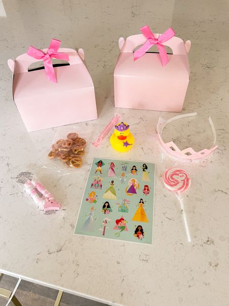 Party favors for kids, party favor boxes with satin bows, pink candy, princess stickers, and crown, party favor ideas 

#LTKparties #LTKunder50 #LTKkids