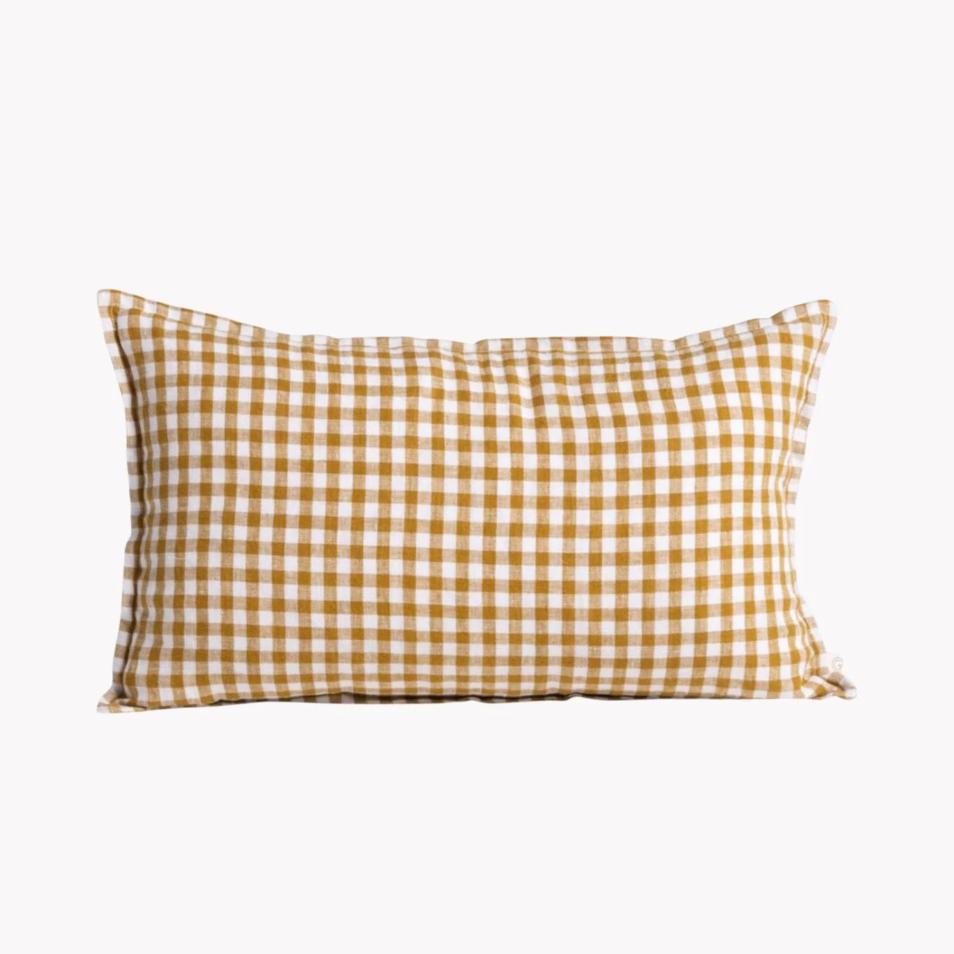 Cotton Mustard Gingham Throw Pillow | Katel Home
