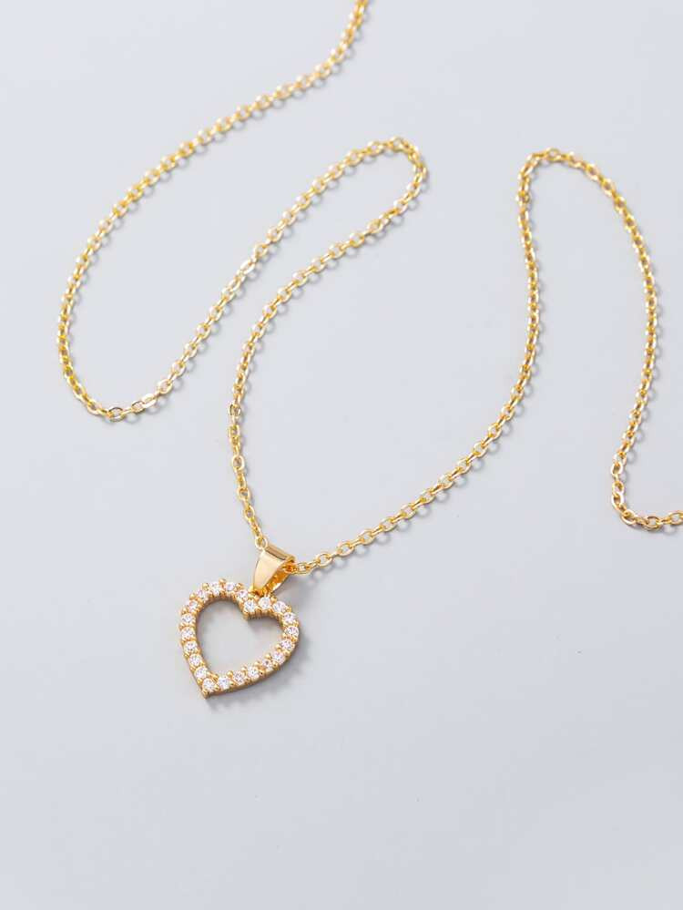 Zircon Decor Heart Charm Necklace | SHEIN