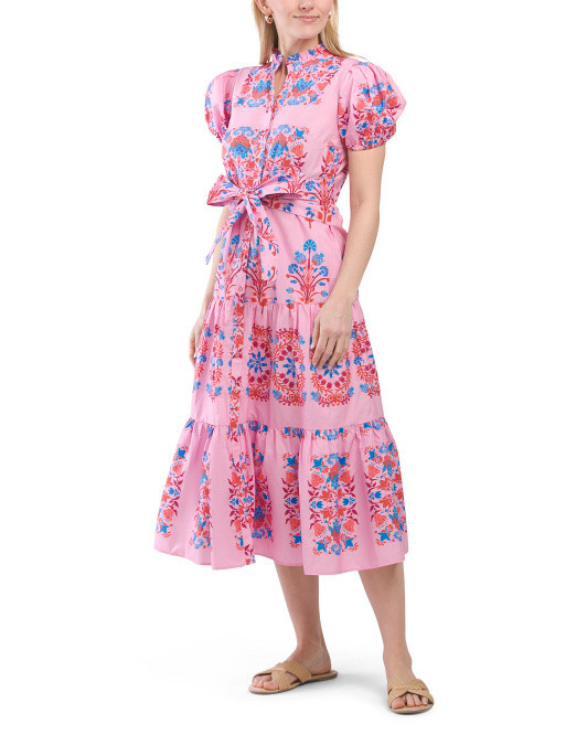 Puff Sleeve Floral Midi Dress | TJ Maxx