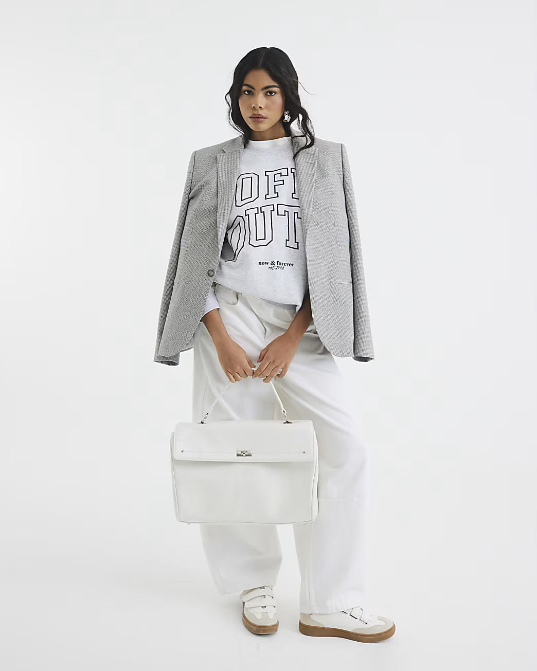 Grey Long Sleeve Off Duty Sweatshirt | River Island UK & IE