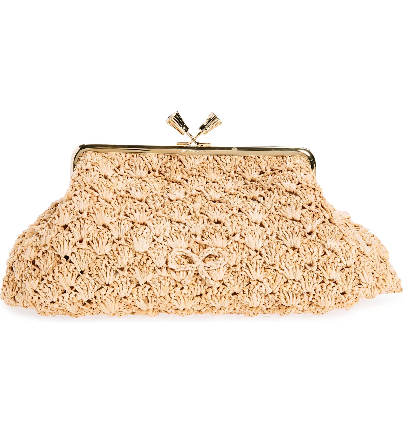 Anya Hindmarch Large Maud Bow Crochet Raffia Clutch | Nordstrom | Nordstrom