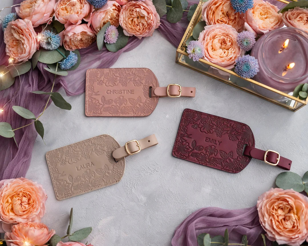 Leather luggage tags, bridesmaid gifts, luggage tag, luggage tags personalized, personalized lugg... | Etsy (US)