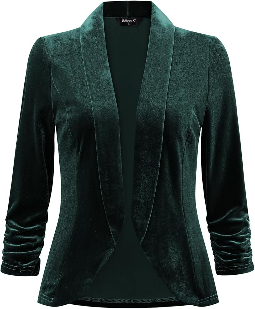 Allegra K Halloween Velvet Jackets for Women's 3/4 Sleeve Open Front Cardigan | Amazon (US)