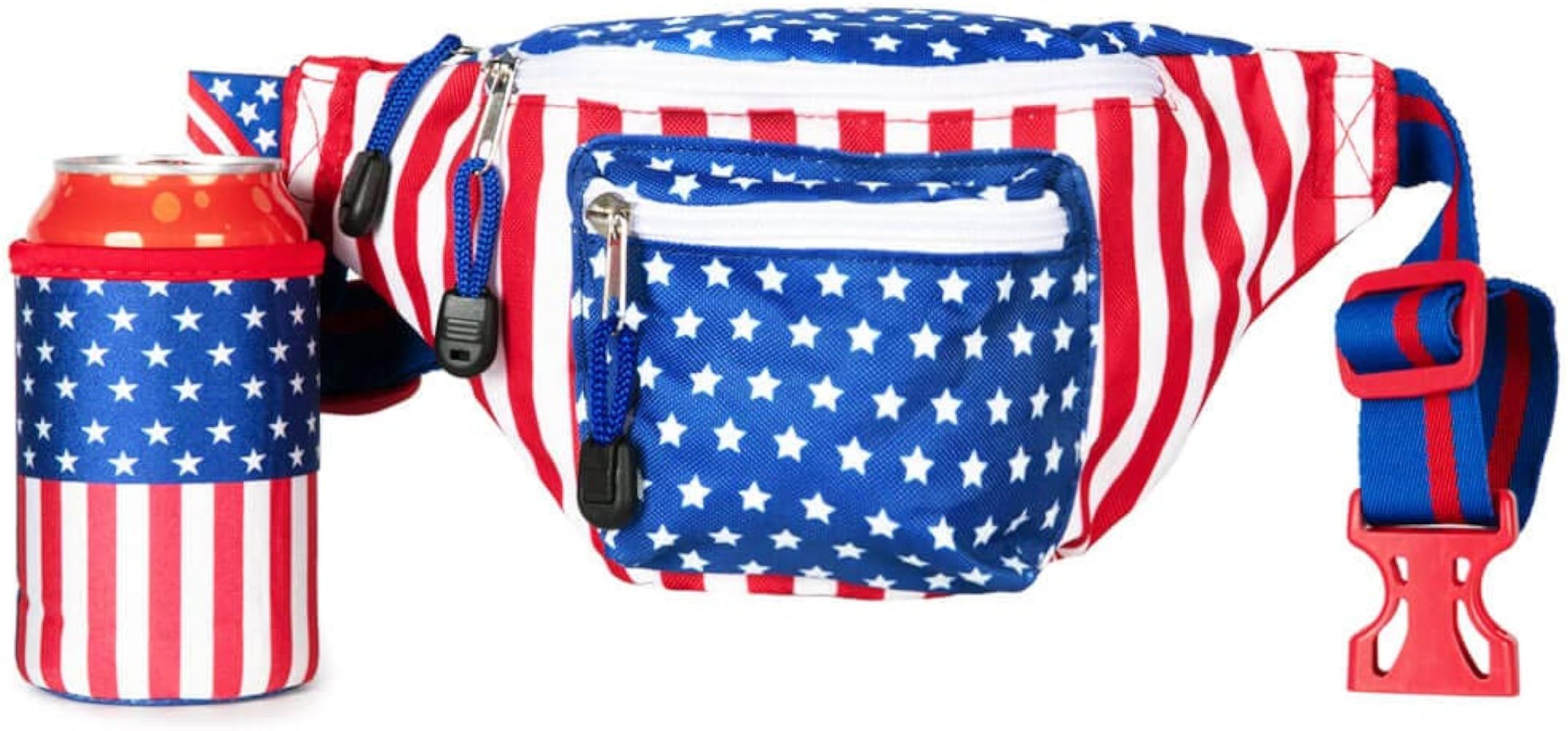 Tipsy Elves American Flag Fanny Packs with Drink Holder - USA Fanny Pack for 4th of July BBQ, Poo... | Amazon (US)
