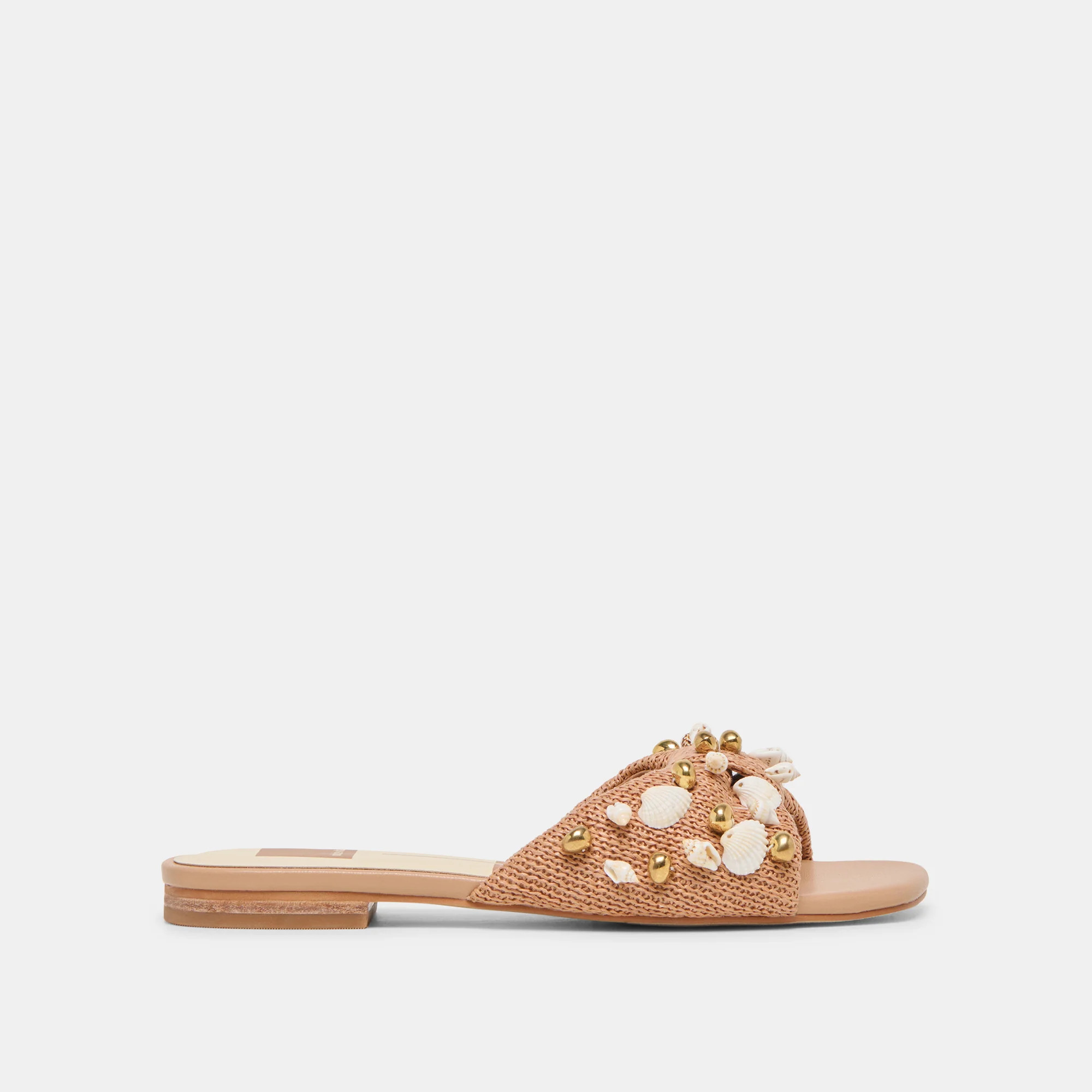 Lizza Sandals Toffee Beaded Raffia | DolceVita.com