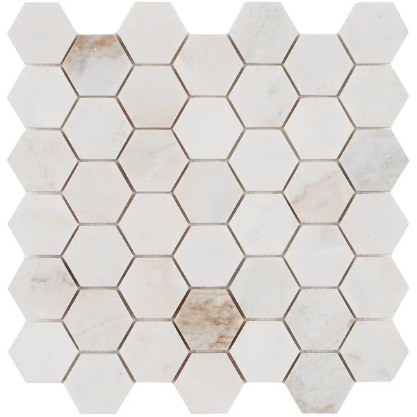 Arctic White 2" Hexagon Marble Honeycomb Mosaic Wall & Floor Tile (0.96 Sq. Ft. / Sheet) | Wayfair North America