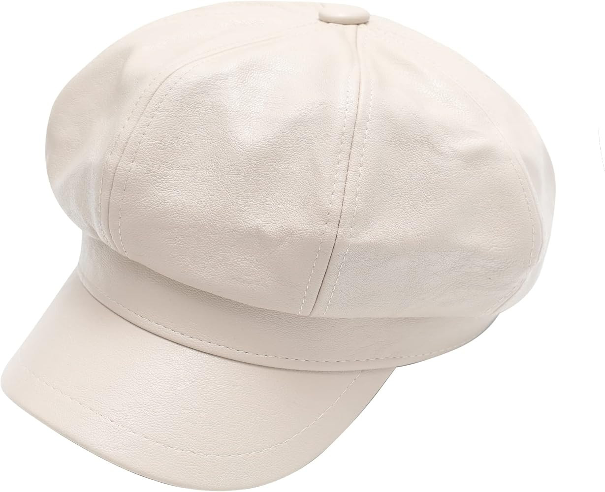 ZLYC Womens PU Leather Newsboy Caps Gatsby Cabbie Hat for Girls | Amazon (US)