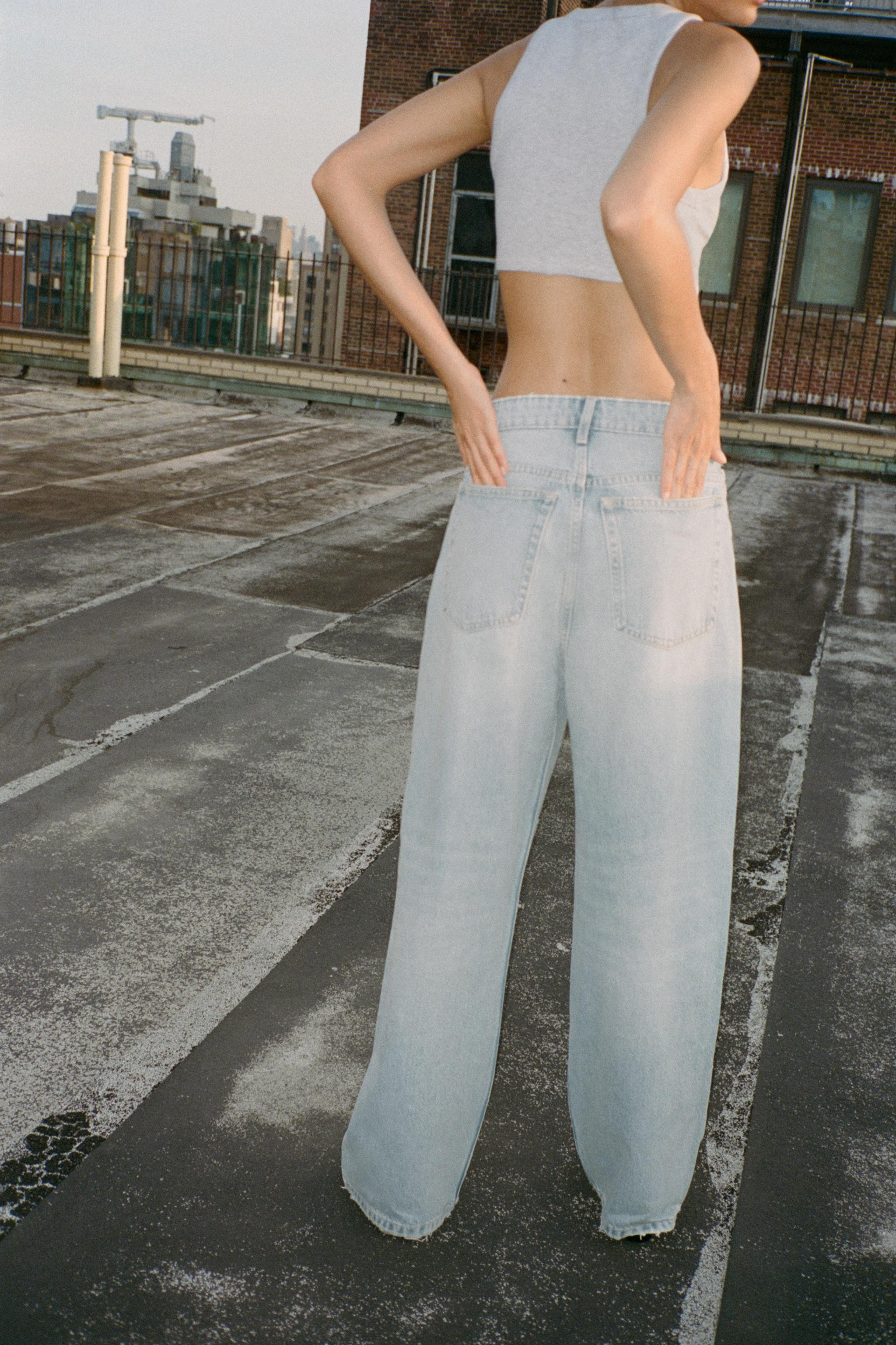 RELAXED OVERSIZE HIGH WAIST JEANS WITH JEWELS | Zara US