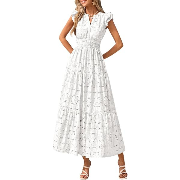 MEROKEETY Womens Summer Casual Midi Maxi Dress 2026 Beach Vacation Sleeveless Boho V Neck Cotton ... | Amazon (US)