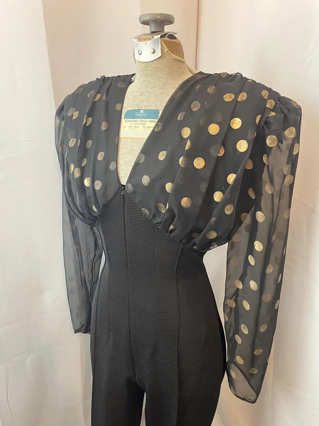 Jumpsuit Black With Metallic Gold Polka Dots 1980s Vintage Stirrup Pants Avant Garde 6 S M - Etsy | Etsy (US)