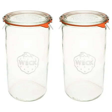 Weck Canning Jars - Weck Jars made of Transparent Glass - Eco-Friendly Canning Jar - Storage for Food with Air Tight Seal and Lid - 1.5 Liter Tall Jars Set - Set of 2 Jars with Lids | Walmart (US)