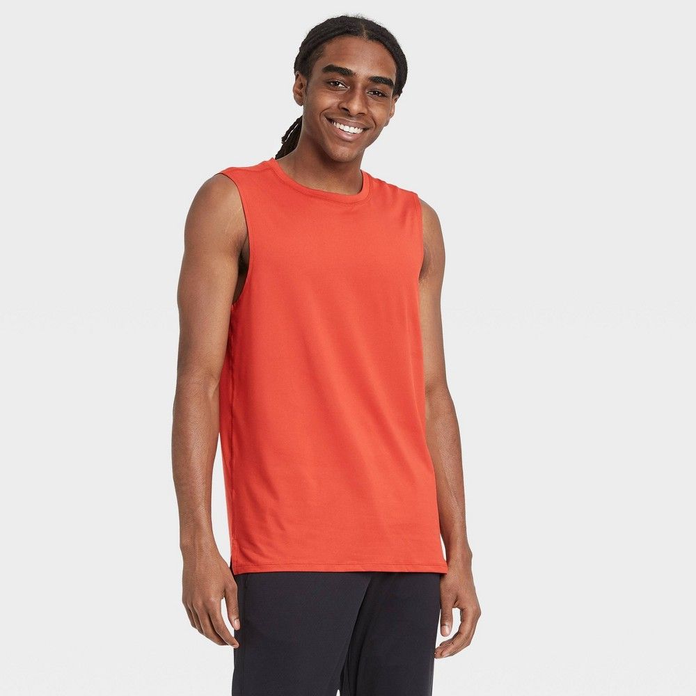 Men's Sleeveless Performance T-Shirt - All in Motion Bright Red S | Target