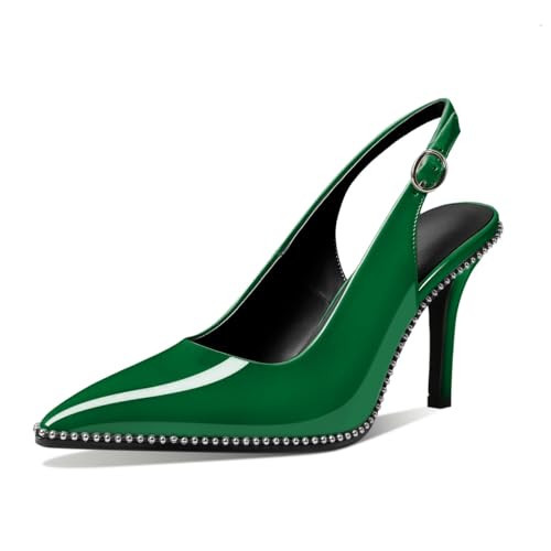 Mettesally Green Heels - Emerald & Kelly Green Slingback Shoes for Women - US9 | Amazon (US)