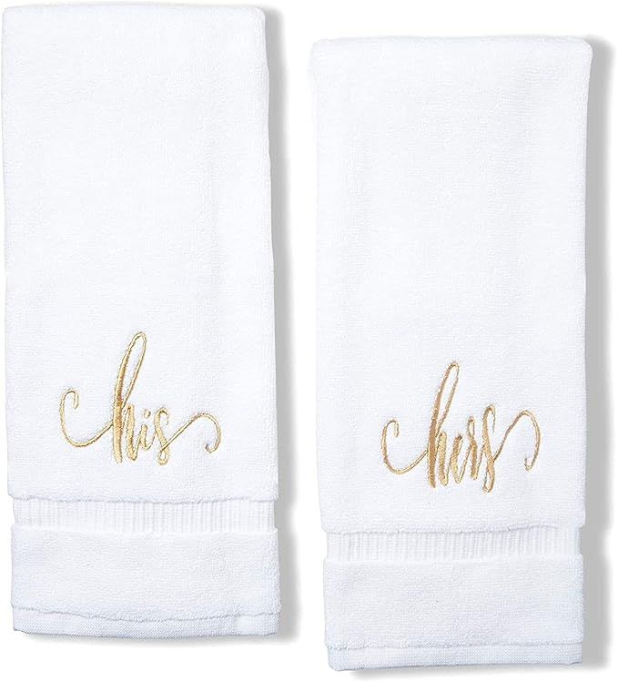 Monogrammed Hand Towels for Wedding, His and Hers (White, 16 x 30 in, Set of 2) | Amazon (US)