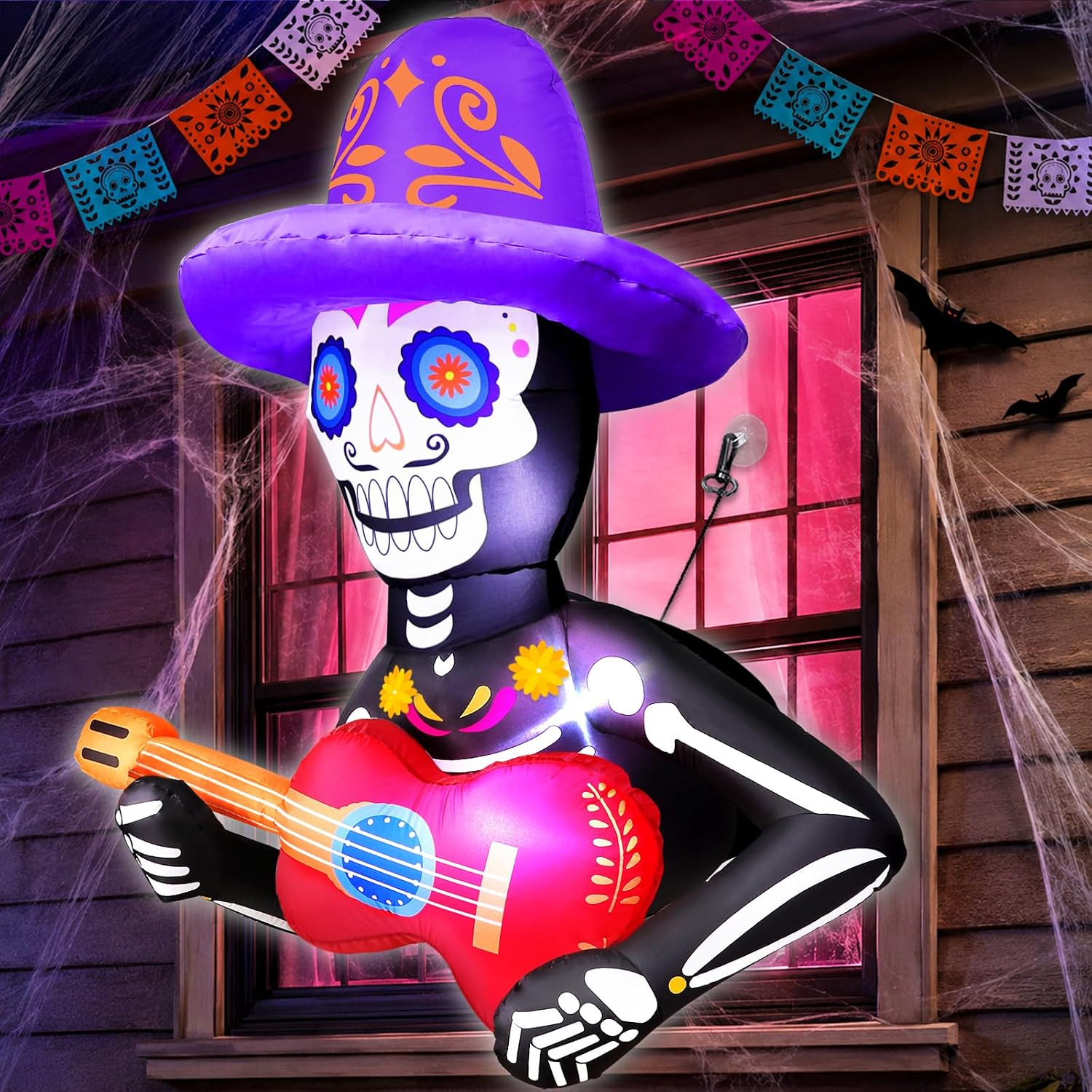 3.5 Ft Day of The Dead Inflatables Sugar Skull Broke Out from Window | Amazon (US)