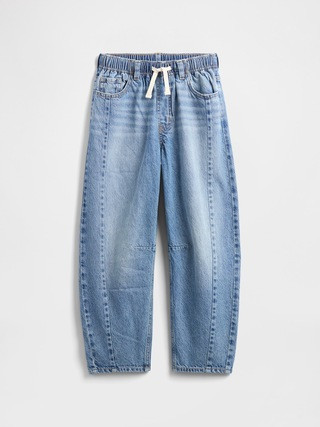 Kids High Rise Pull-On Barrel Jeans | Gap Factory