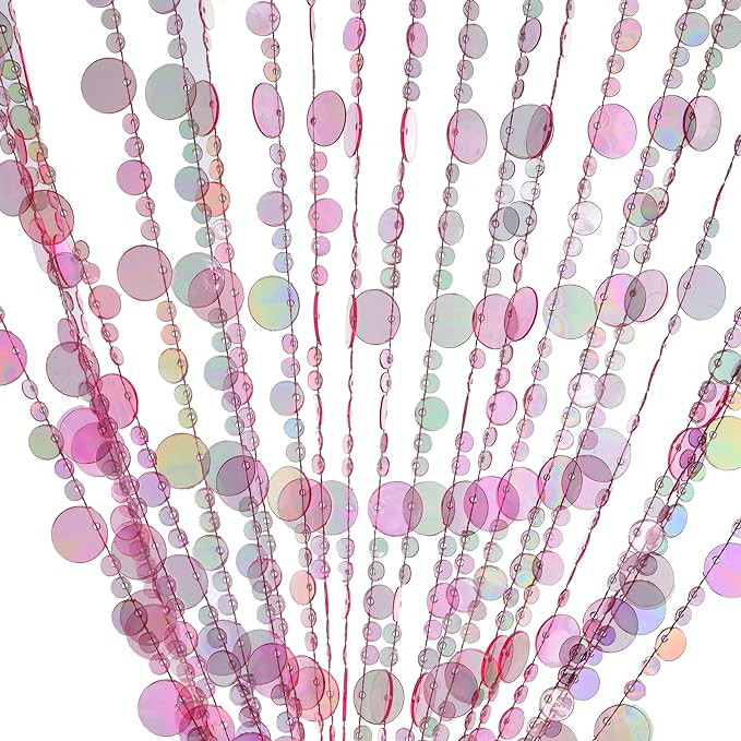 FlavorThings Pink Iridescent Faux Crystal Acrylic Bubble Beaded Curtains for Doorway Room Divider... | Amazon (US)