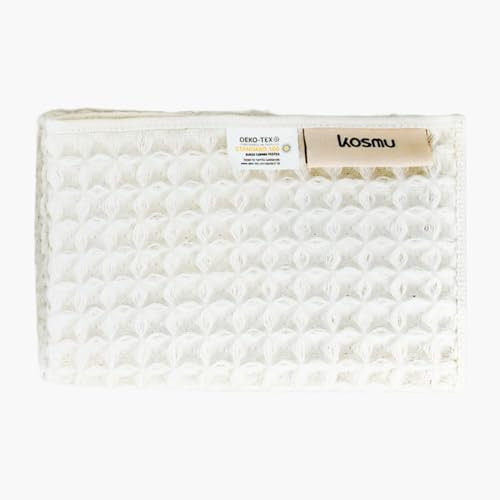 KOSMU Luxury Japanese Cotton Silk Waffle Bath Towel | Plush, Absorbent, and Quick Dry (Shell White, Face Towel, 16" x 16") | Amazon (US)