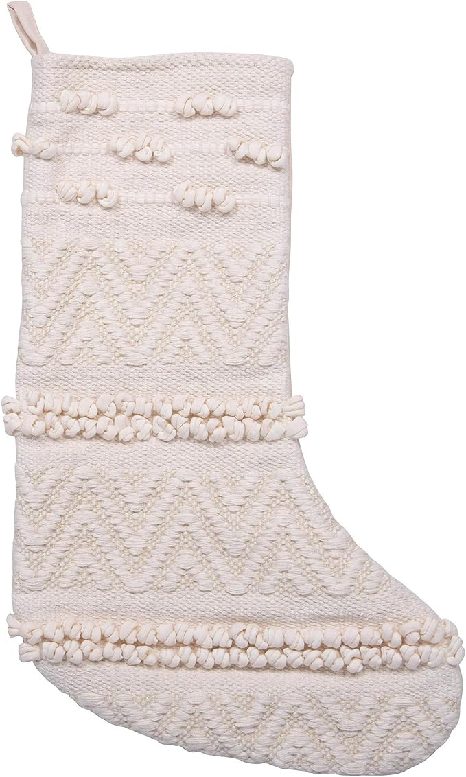 Amazon.com: Creative Co-Op Cotton Blend Woven Christmas Stocking, Cream : Home & Kitchen | Amazon (US)
