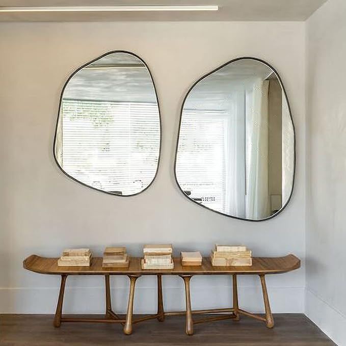 LVNGD Irregular Mirror Wall Decor Asymmetrical Mirror Aesthetic Wall Mirror (Black) | Amazon (US)