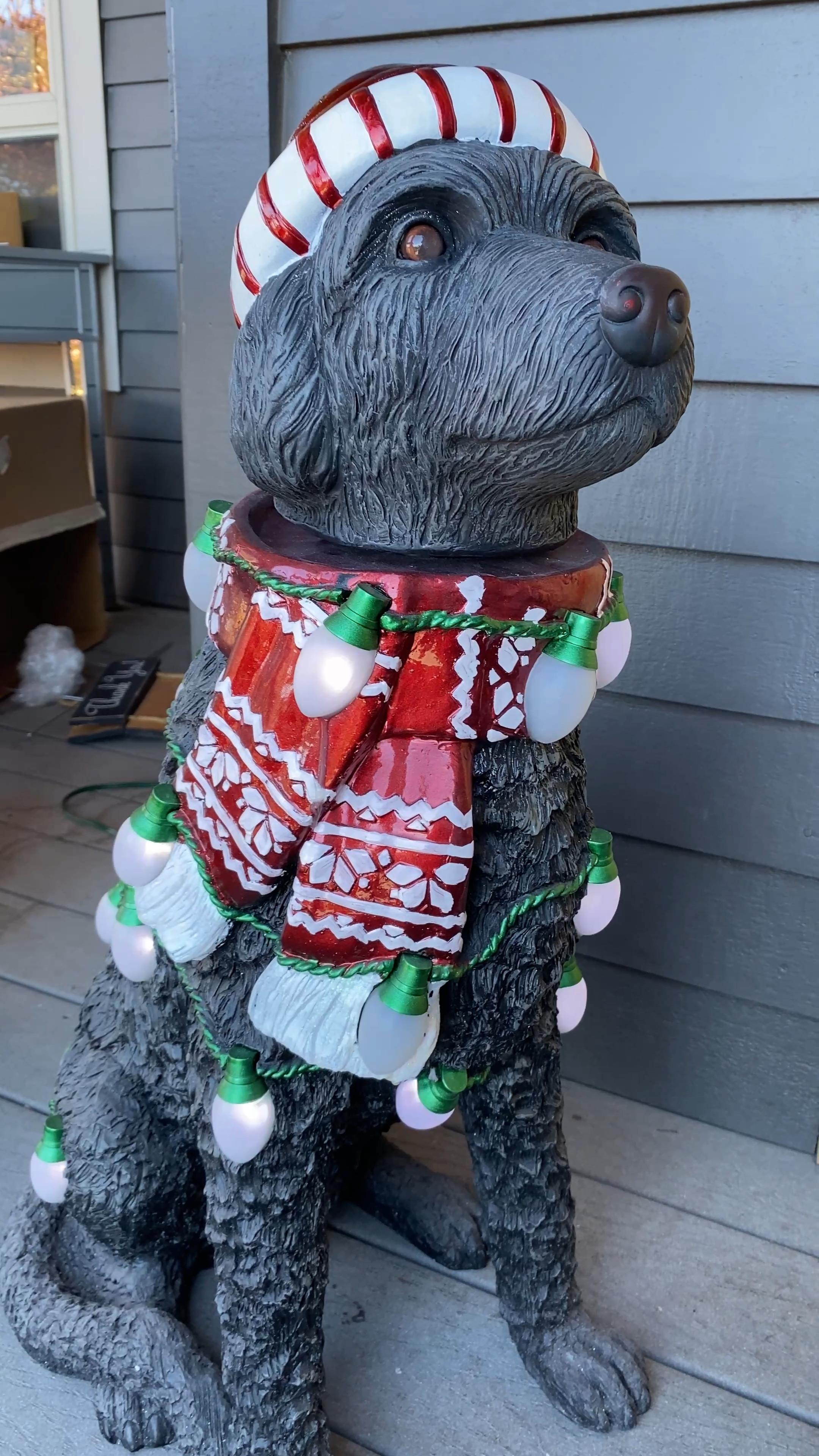 Animated holiday dog. Black Labrador Christmas dog. Dancing lights, plays multiple tracks and moves it head. 

#LTKSeasonal #LTKHoliday