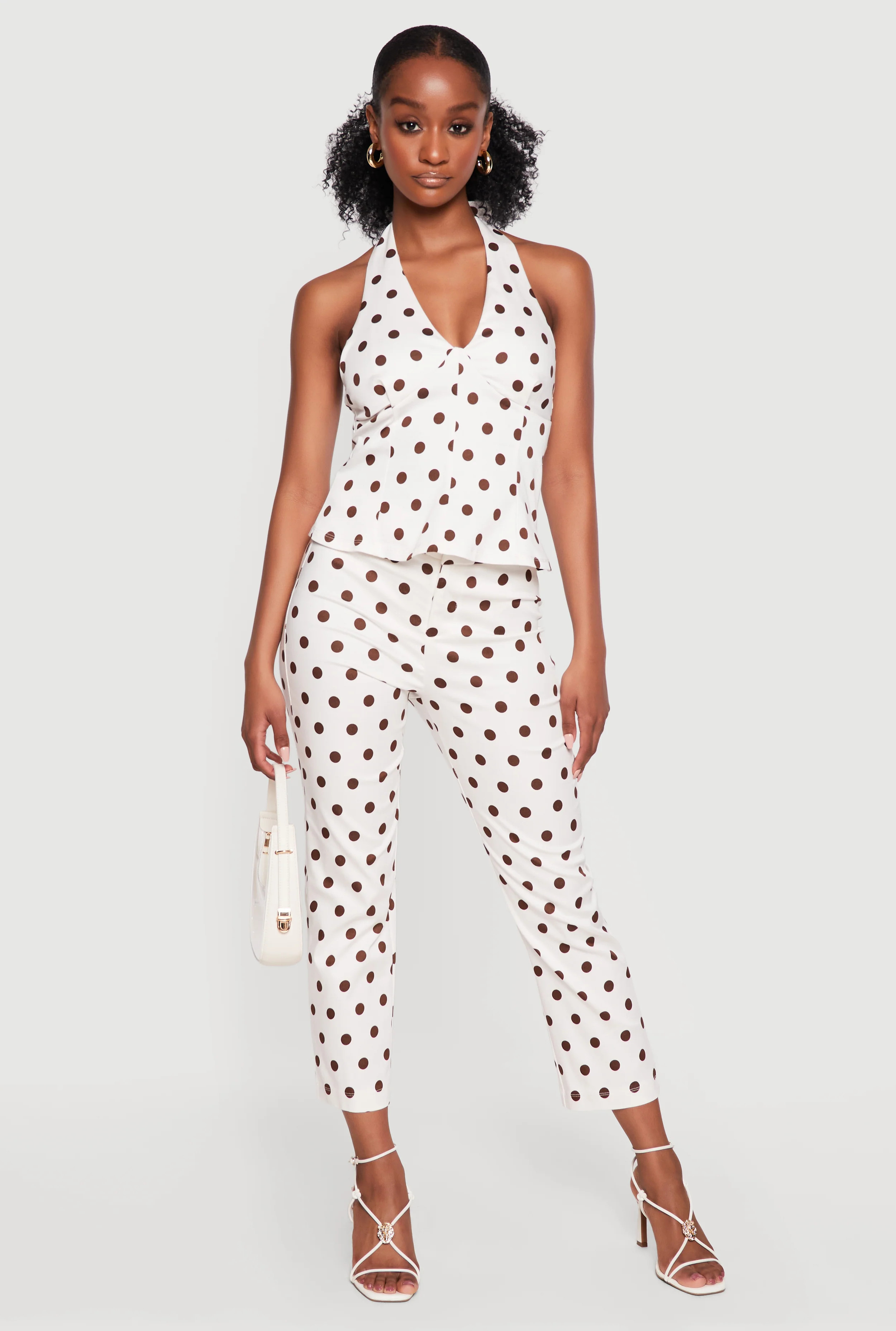 Polka Dot Cropped Dress Pants | Rainbow Shops