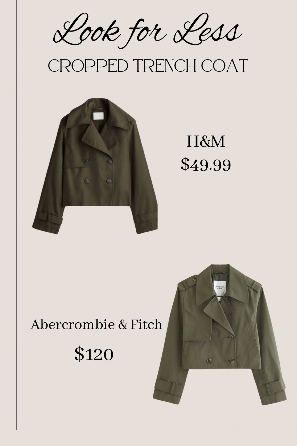 Look for Less// cropped trench coat. We are going to see these everywhere this season!

#LTKFindsUnder50 #LTKStyleTip