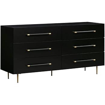 TOV Furniture Trident 32" H 6-Drawer Modern Wood/Iron Dresser in Black/Gold | Amazon (US)