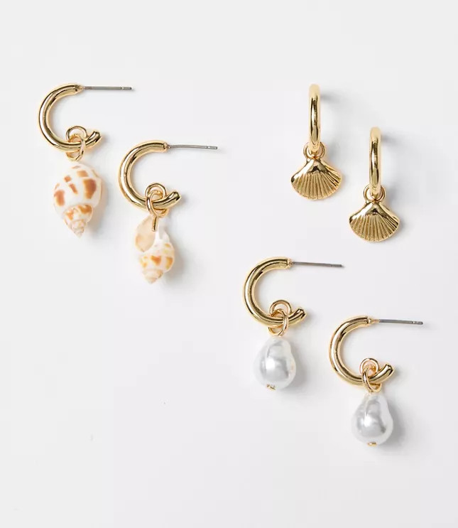 Pearlized Seashell Earring Set | LOFT