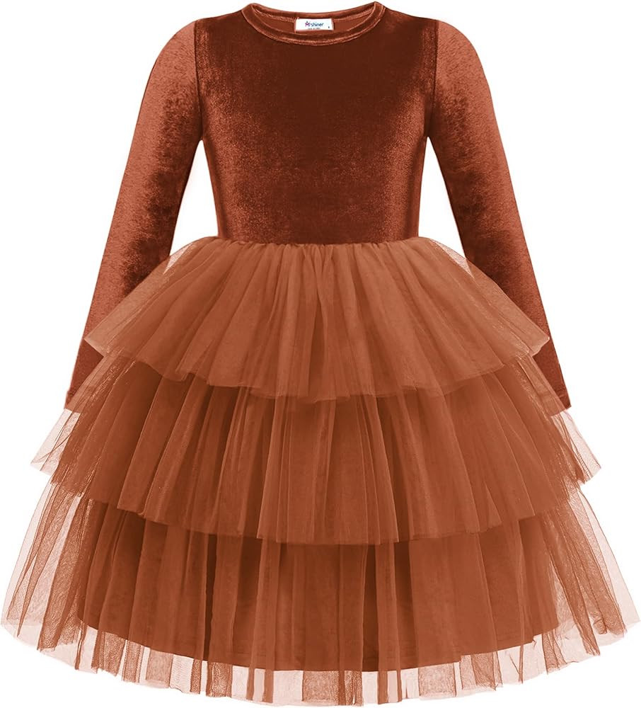 Arshiner Toddler Velvet Dress Girls Tulle Tutu Fall Winter Long Sleeve Tiered Holiday Party Dress... | Amazon (US)