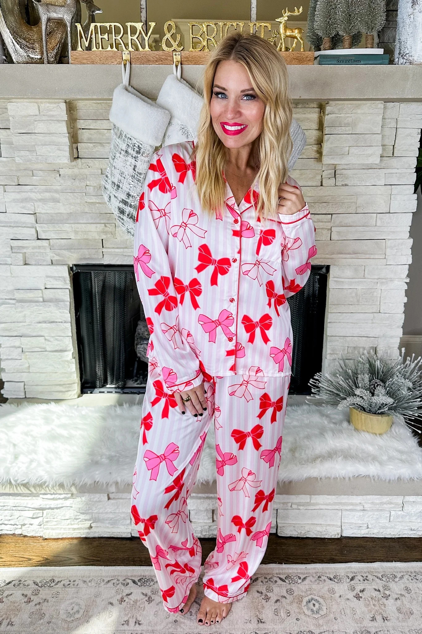 The Charlotte More the Merrier Satin Top & Pants Pajama Set | Jules & James Boutique