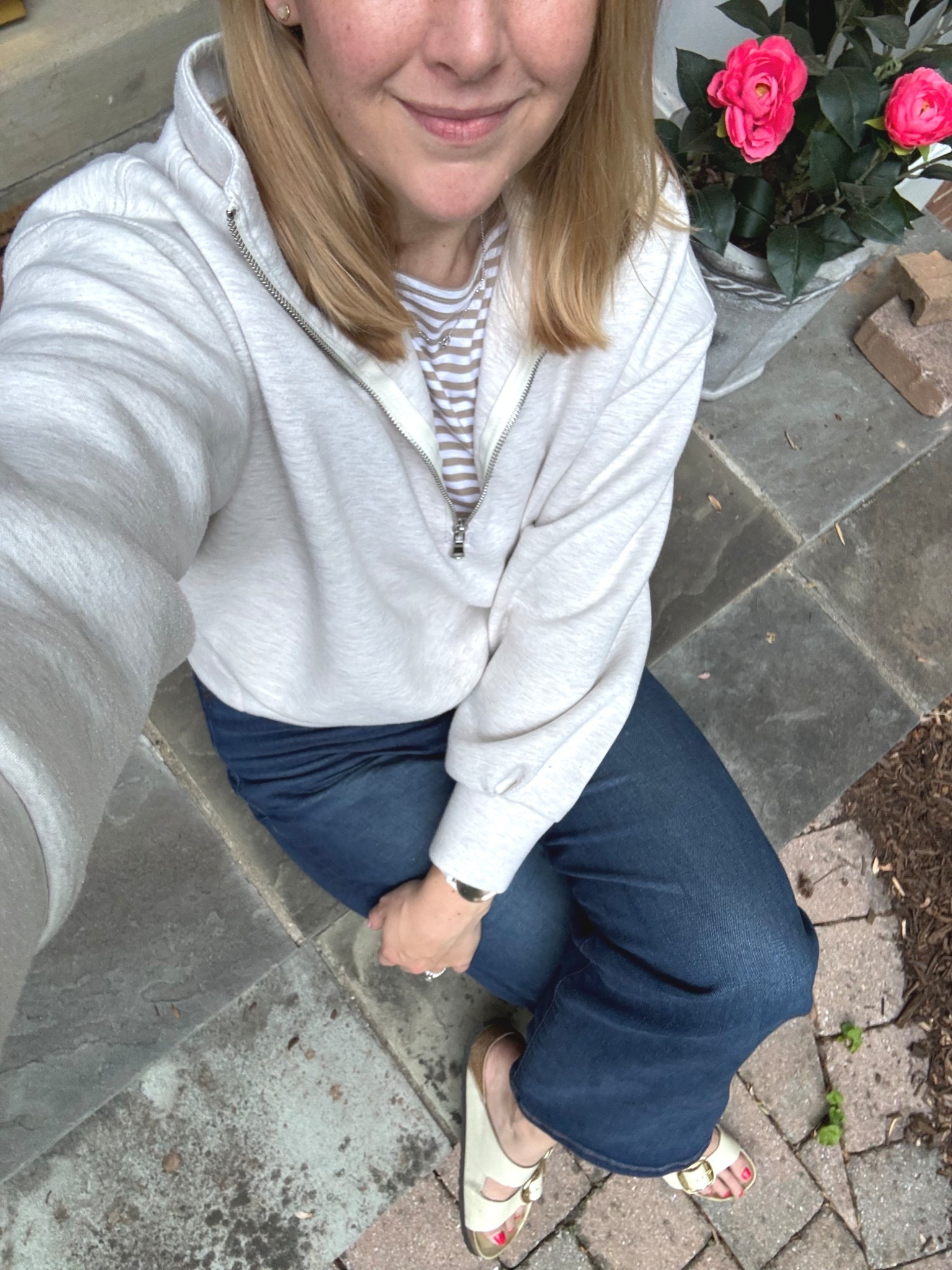 Favorite cozy pullover for work from home days. Wearing my normal size 

These are my comfiest jeans too

#LTKdayinmylife #LTKSeasonal