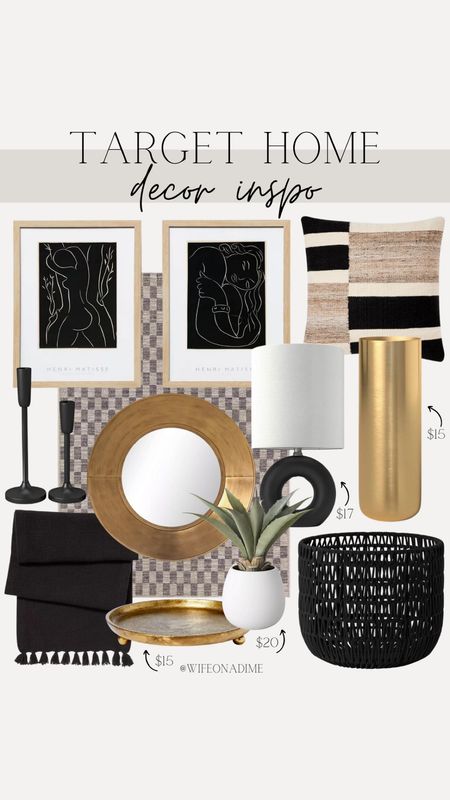 Decor inspo from Target! Loving the mix of gold and black!

Target, Target finds, Target favorites, Target home, Target home decor, Target furniture, home decor, decor inspiration, decor inspo, gold decor, black decor, home finds, home favorites, spring decor, room inspo, room inspiration, taper candle stick holders, tall brass vase, textured table runner, rope basket, ceramic mini table lamp, candle tray, decorative tray, wall art, wall hangings, drawing, throw pillow, accent pillow, decorative pillow, outdoor rug, checkered rug, yucca plant, fake plant, ceramic pot, wall mirror, gold mirror, home accessories, home accents, room refresh

#LTKFind #LTKhome