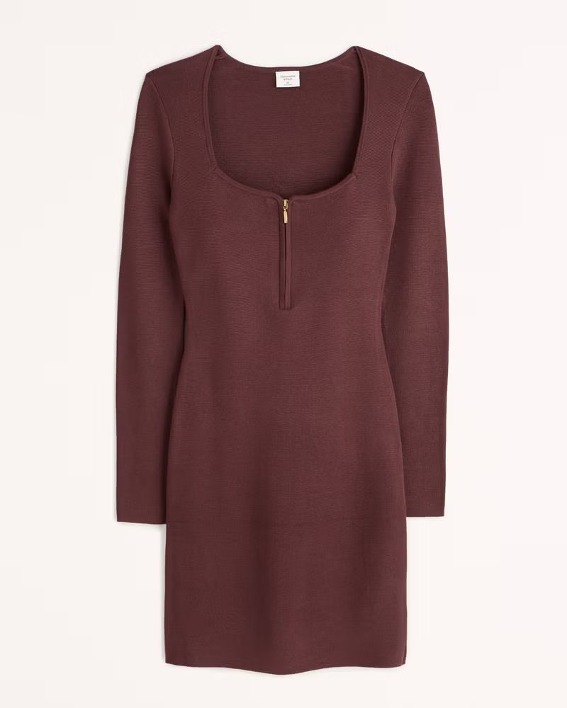 Women's Long-Sleeve Half-Zip Mini Sweater Dress | Women's Dresses & Jumpsuits | Abercrombie.com | Abercrombie & Fitch (US)