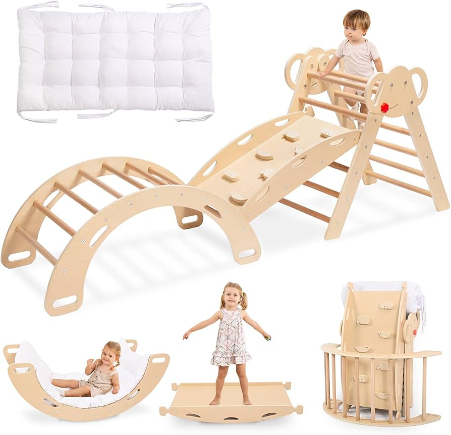 wingyz Pikler Triangle Climbing Set with Cushion, Foldable 8-in-1 Jungle Gyms for Toddlers 18 Mon... | Amazon (US)
