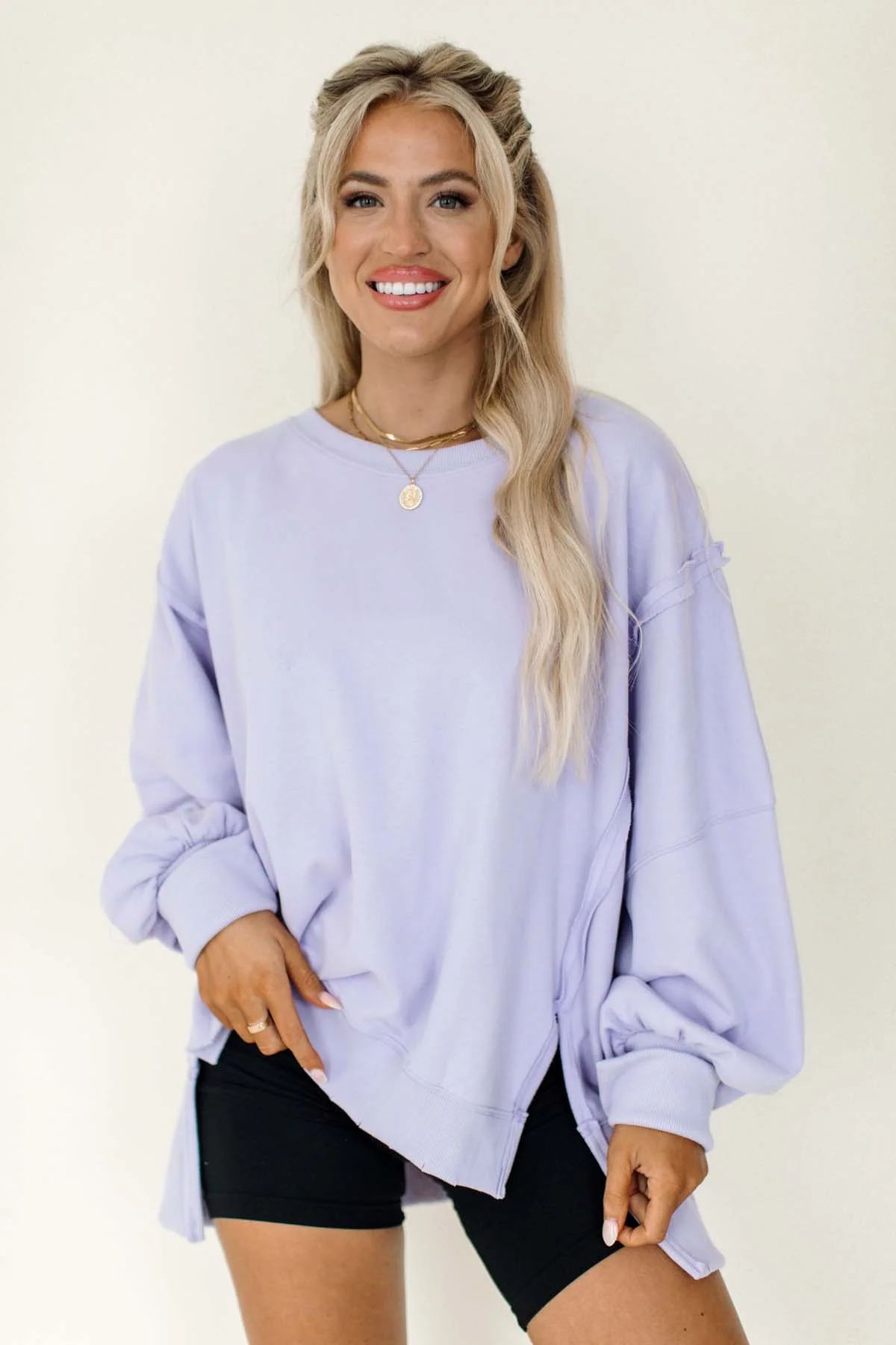 Journee Lavender Sweatshirt | The Post