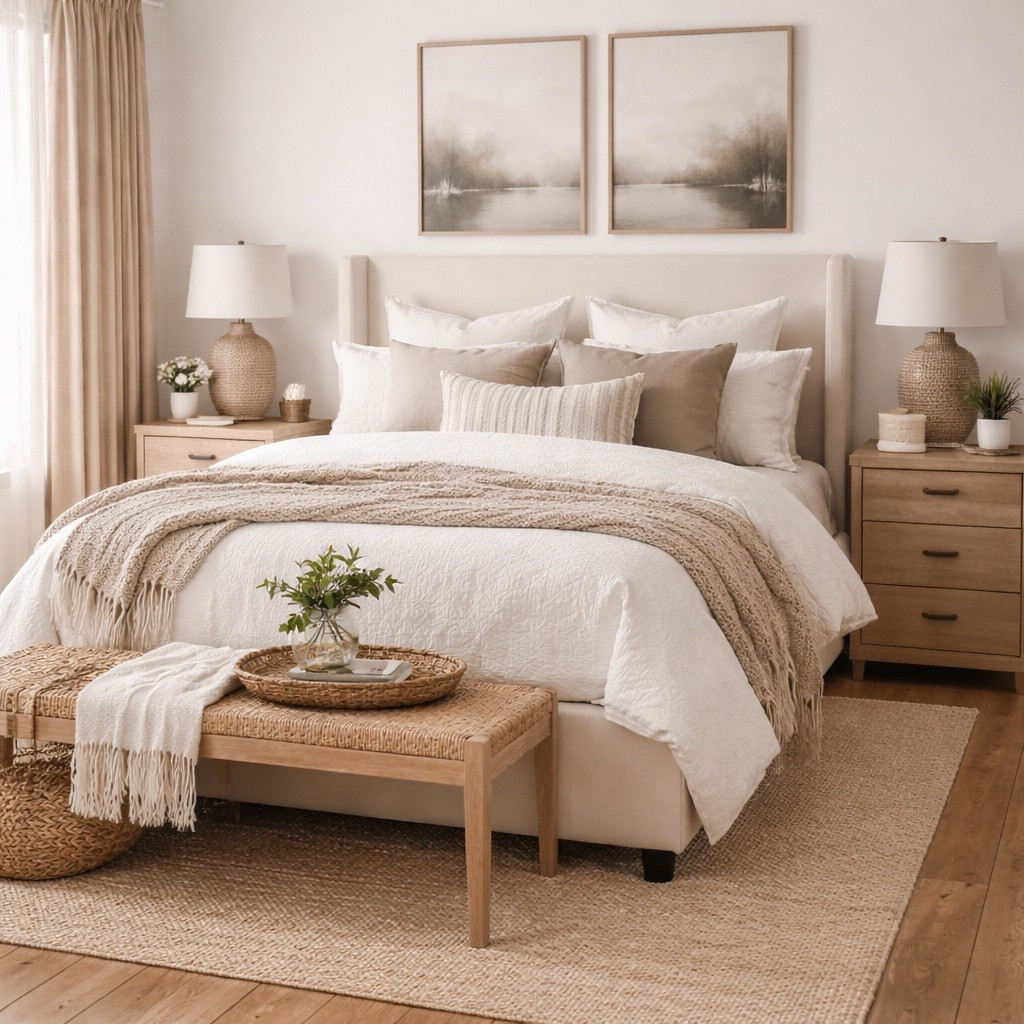 This neutral upholstered bed  is 62% off!! Under $300!! #wayfair #wayfairhome