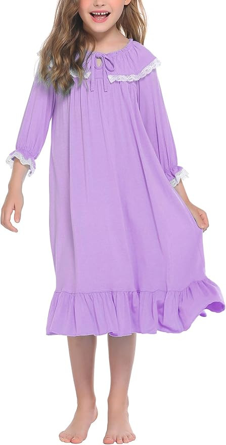 Ekouaer Girl's Soft Princess Nightgowns Sleep Shirt | Amazon (US)