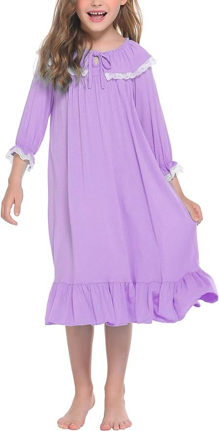 Ekouaer Girl's Soft Princess Nightgowns Sleep Shirt | Amazon (US)