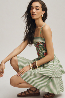 Maeve Cotton Halter Tiered Mini Dress | Anthropologie (US)