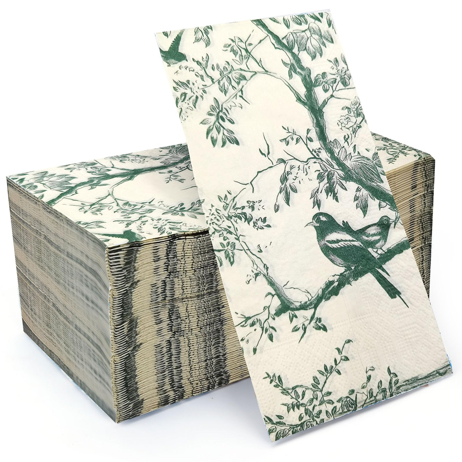 50 Pack Green Toile Paper Napkins, Special Birds and Tree Decorative Disposable Hand Towels for B... | Amazon (US)