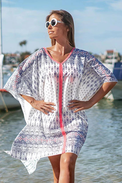Purple and Pink Print Knee-Length Cover Up | Cupshe