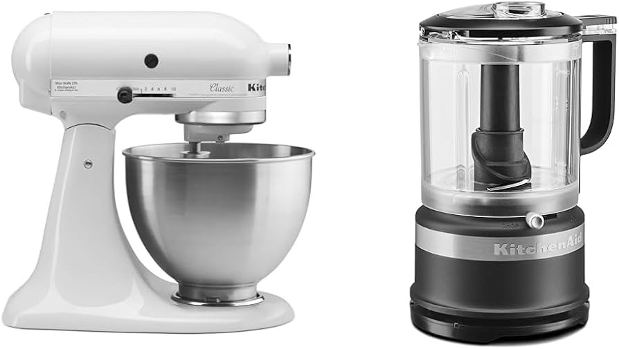 KitchenAid Classic Series 4.5 Quart Tilt-Head Stand Mixer K45SS, White & 5 Cup Food Chopper - KFC... | Amazon (US)