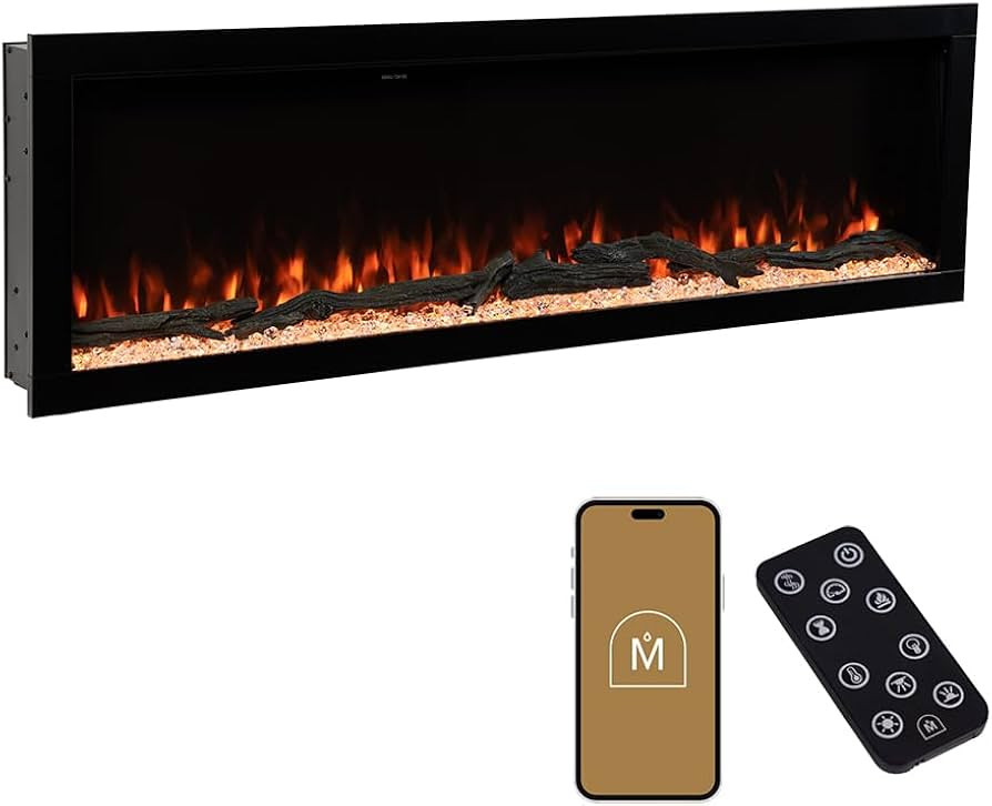 Modern Ember Highmark 72 Inch Smart Linear Electric Fireplace - Premium Flame with 10 Colors, Sle... | Amazon (US)